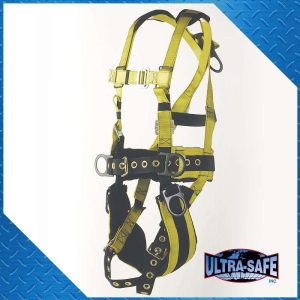 Tower Working Type. 5 D-Rings. Padded Seat and Waist Straps. Tongue-Buckle Connections
