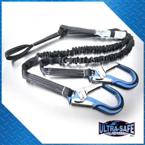 1 14 X 6 Ultra Tube Shock Absorbing Y Lanyard With Loop One End And Large 2 14 Aluminum Rebar Hook Other End
