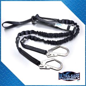 1 X 6 Ultra Tube Shock Absorbing Y Lanyard With Large Rebar Hook Loop And D Ring Extender Loop